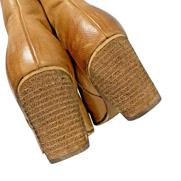 Nordstrom BP Trolley Ankle Boots Tan Leather Booties Side Zip High Heel US 9M - Picture 4 of 11